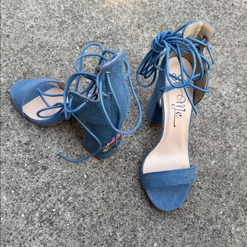 So Me Blue Strappy Heels